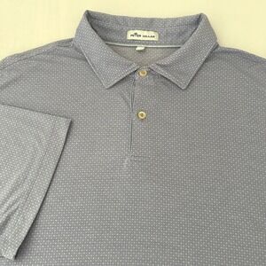 Peter Millar Men's XL Purple Blue Dot Print Polo Shirt Short Sleeve‎ Golf
